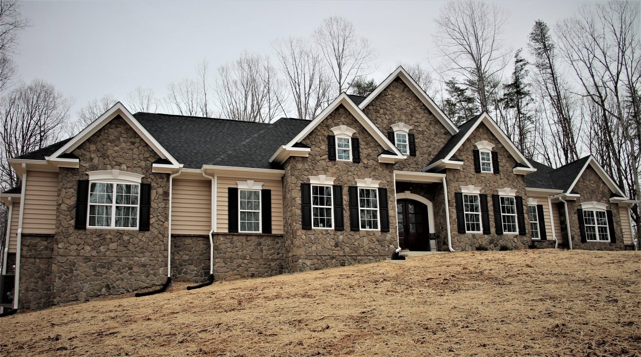 Stone-front custom home